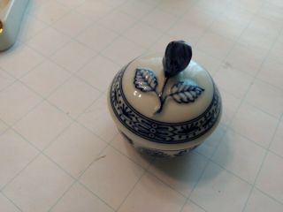 Vintage Trinket Box Hutschenreuther Porcelain Blue And White Onion Rose