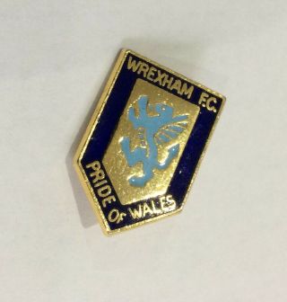 Old Wrexham Football Club Fc Afc Badge.  Gold Metal Colour.  Enamel Vintage Pin 5