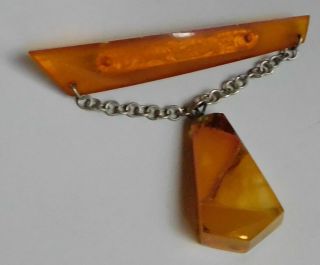 Vintage Amber Brooch Pin Bar Dangle Carved C Clasp Butterscotch,  Colors