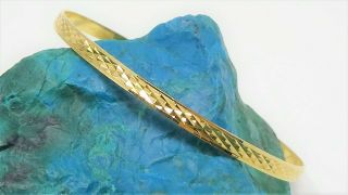 Vintage 14k Gold Filled Diamond Etched Bangle Bracelet