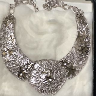 Vtg Jose Barrera Avon Falling Leaves Massive Silverplate Collar Bib Necklace Nib