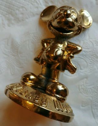 Vintage Brass Walt Disney World Micky Mouse Figurine Solid Metal Paperweight