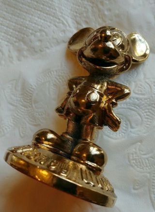 Vintage Brass Walt Disney World Micky Mouse FIGURINE SOLID METAL PAPERWEIGHT 2