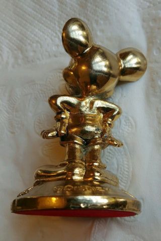 Vintage Brass Walt Disney World Micky Mouse FIGURINE SOLID METAL PAPERWEIGHT 3