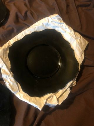 Vintage Black Glass Plates - 8” - Set Of 7