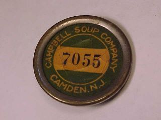 Vintage Campbell Soup Co Employee Id Badge Camden,  Nj Philadelphia Badge Company