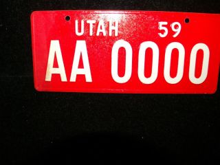 Vintage 1959 Utah,  Sample / Bicycle License Plate,  B - 95