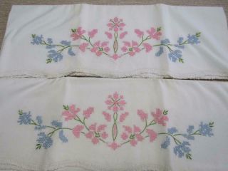 Vintage Pillowcases.  Cross Stitch.  Hand Embroidered