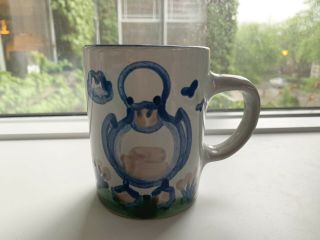 Vintage M.  A.  Hadley Duck Coffee Mug Tea Cup Pottery " The End.  " 4 " Tall