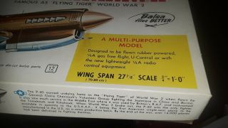 Vintage Guillow ' s 405 Curtiss P - 40 Warhawk Balsa Wood Kit 3/4 