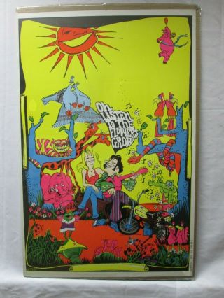 Listen To The Flowers Black Light Psychedelic Vintage Poster Garage 1971 Cng520
