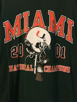 Vintage 2001 Miami Hurricanes National Champs Tshirt XL Extra Large 2