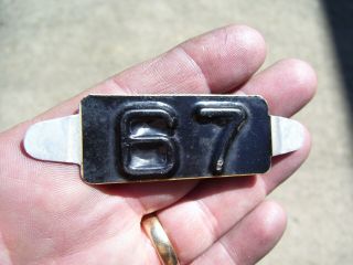 Vintage 1967 Model Year Auto Tag License Plate Emblem Gm Ford Dodge Chevy Part