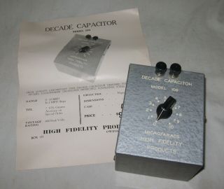 Vintage High Fidelity Products Decade Capacitor 0 - 10 Mfd Mallory Wax Capacitor