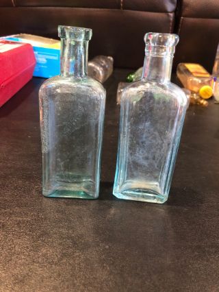2 Vintage Rare Sb Coff’s E.  Weesel Cough Medicine Glass Medicine Bottle
