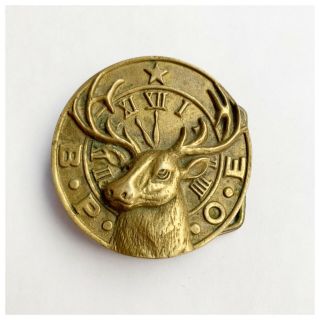 Vintage Bpoe Benevolent & Protective Order Of Elks Lodge Brass Belt Buckle 1978