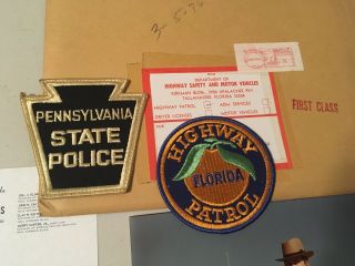 Vintage Florida Highway Patrol Patch Photo Letter Pennsylvania State Police 4