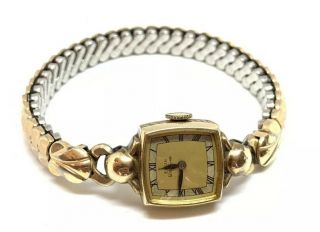 Vtg Elgin De Luxe Ladies 10k Gold Filled Wrist Watch Parts/repairs