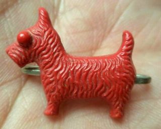 Stunning Vintage Estate Red Terrier Toto Dog 7/8 " Brooch 2217e