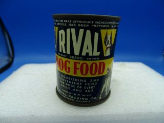 Vintage Mini Rival Dog Food Tin Can Promo Coin Bank Boxer Terrier Black Label