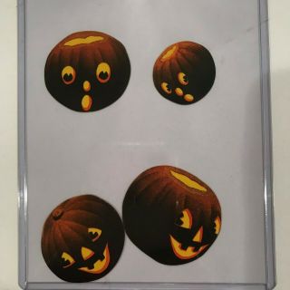 4 Old Vintage Halloween Gummed Seals Stickers Jack O Lanterns Beistle Dennison