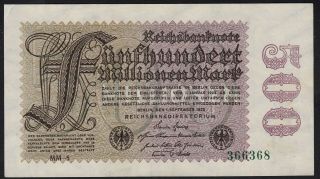 1923 500 Million Mark Germany Vintage Paper Money Banknote Currency P 110d Aunc