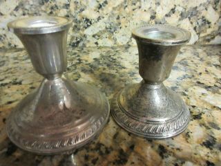2 Vtg Duchin Marked Sterling Silver Weighted Candlestick Candle Holder 925