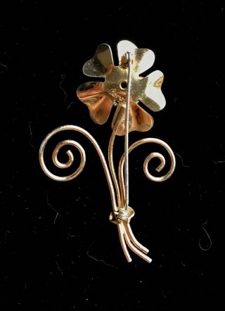 Vtg CORO Gold Tone Rhinestone Flower Brooch SIGNED 2 3/4 