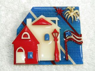 Vintage Lucinda House Pin 4th Of July Glitter Fireworks