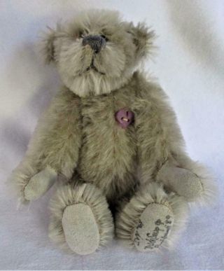 Vintage 1989 Gray Mohair Suede Pads 6 " Bear,  Ivy 69 By Pam Young For Duck Soup