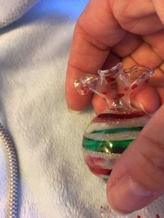 3 Vintage Peppermint Candy Glass Ornaments 2