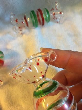 3 Vintage Peppermint Candy Glass Ornaments 4