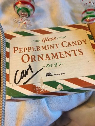 3 Vintage Peppermint Candy Glass Ornaments 5