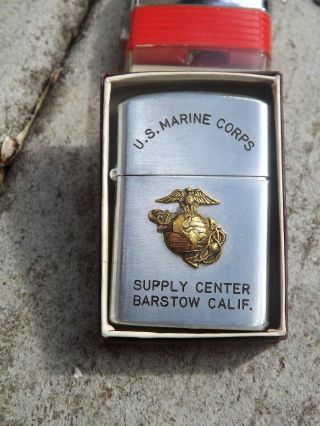 Vintage Us Marine Corps Supply Center,  Barstow,  Calif Penguin Lighter W/box