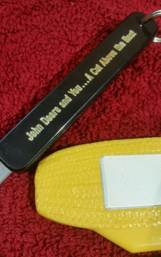 Vintage John Deere advertising pocket knife key chain and letter opener - farm 2