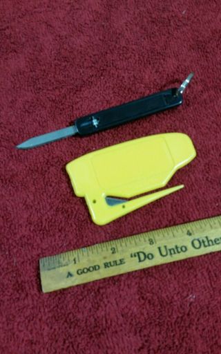 Vintage John Deere advertising pocket knife key chain and letter opener - farm 4