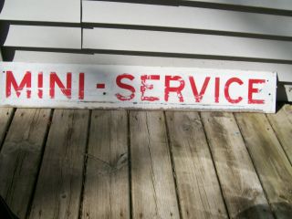Vintage 1960`s 70`s Mini Self Service 2 Sided Gas Station Metal Sign 6.  75x44