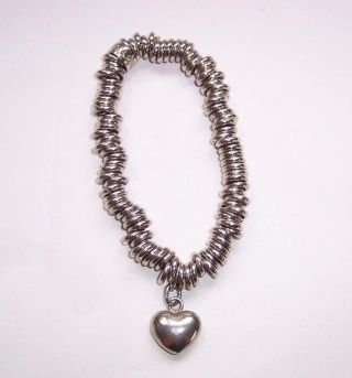 Vintage Links Of London Silver Tone Sweetie Charm Bracelet With Heart Charm