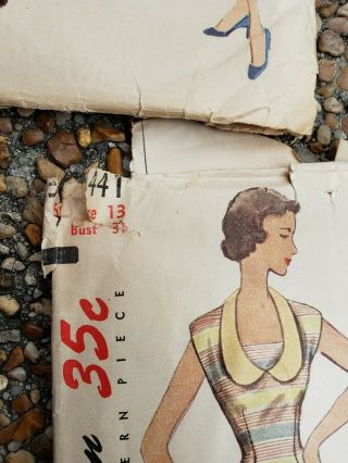 Vintage 1940’s Simplicity Printed Sewing Dress Patterns 35 cents,  Total of - 5 4