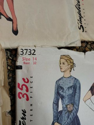 Vintage 1940’s Simplicity Printed Sewing Dress Patterns 35 cents,  Total of - 5 5