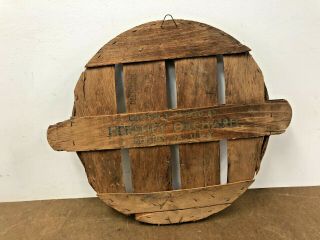 Vintage Hershey Orchard Basket Lid Rustic Wall Art Country Farm Decor Apple Bin