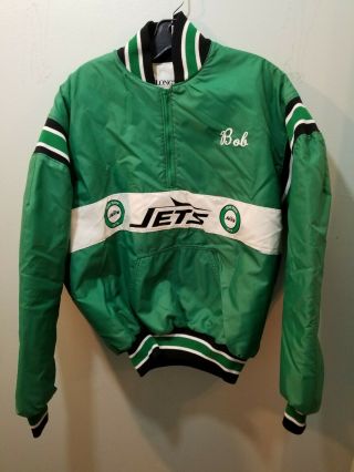 York Jets Vintage Delong Windbreaker Jacket Size Large Made In Usa