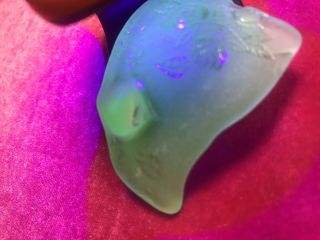 Uv Glow,  Green Beach Sea Glass Vintage Surf Tumbled Vaseline Glass