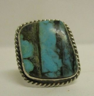 Vintage 7/8 " Coral And Turquoise Hand Crafted Sterling Silver 0.  925 Ring Size 6
