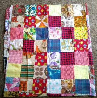 Vintage 72 " X 77 " Abstract Patchwork Quilt Top