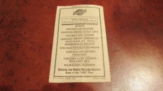 Vintage Chicago & Northwestern Railway Passenger Schedule 1947 400 Fleet History
