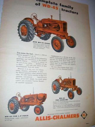Vintage Allis Chalmers Advertising Page - Wd 45 Diesel & Lp Tractors - 1955