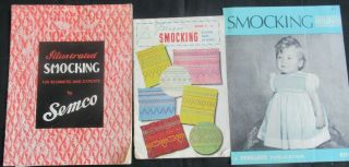 Vintage 3 Smocking Booklets With Instructions And Patterns Semco,  Paragon Etc.