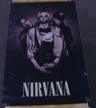 Vintage 1993 Funky Enterprises Nirvana Poster Noveselic Cobain Grohl