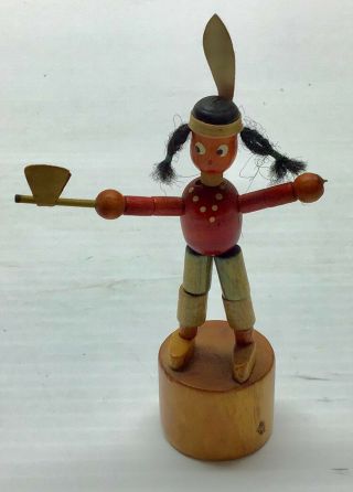 Vintage Push Puppet Collapsible Dancing Indian Girl Toy